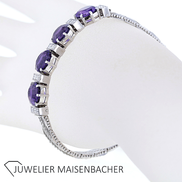Klassisches Amethyst Diamant Armband – Bild 6
