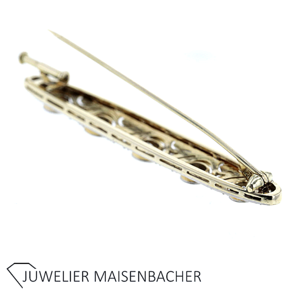 Französische ArtDeco Brosche/Nadel mit Übergangsschliff Diamanten Platin/Gold – Bild 7
