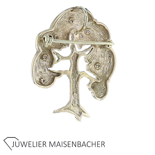 Brosche/Anhänger Baum mit Diamanten Gold – Bild 7