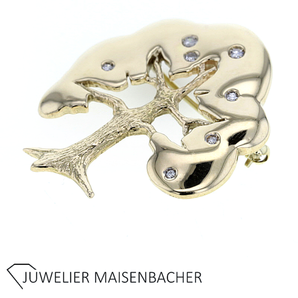 Brosche/Anhänger Baum mit Diamanten Gold – Bild 8