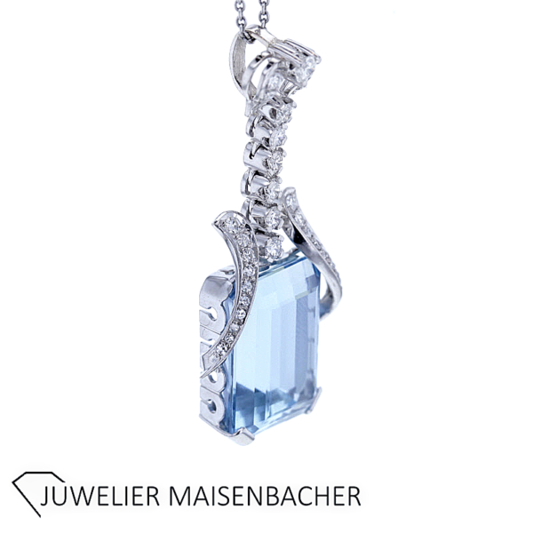 Anhänger mit Aquamarin, Diamanten und Brillanten – Bild 5