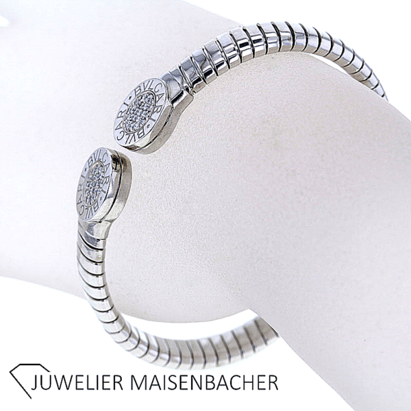 Bulgari Bulgari Armreif "Tubogas" Edelstahl mit Brillanten – Bild 5