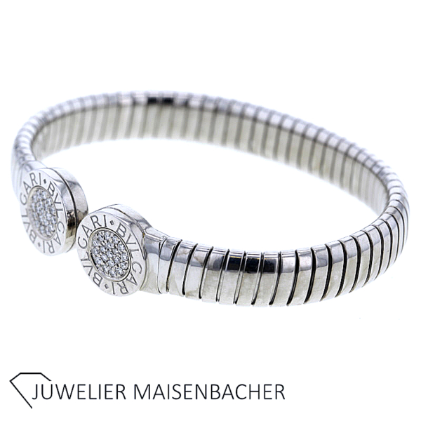 Bulgari Bulgari Armreif "Tubogas" Edelstahl mit Brillanten – Bild 6