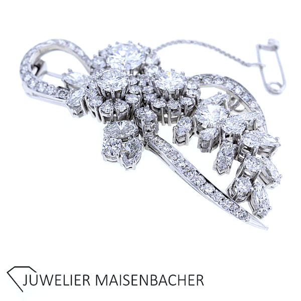 Exklusive Brosche mit strahlenden Brillanten und Diamanten Gold – Bild 9