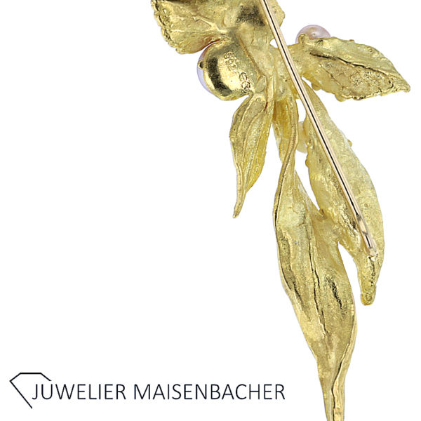 UNIKAT Brosche mit Zuchtperle Gold – Bild 6