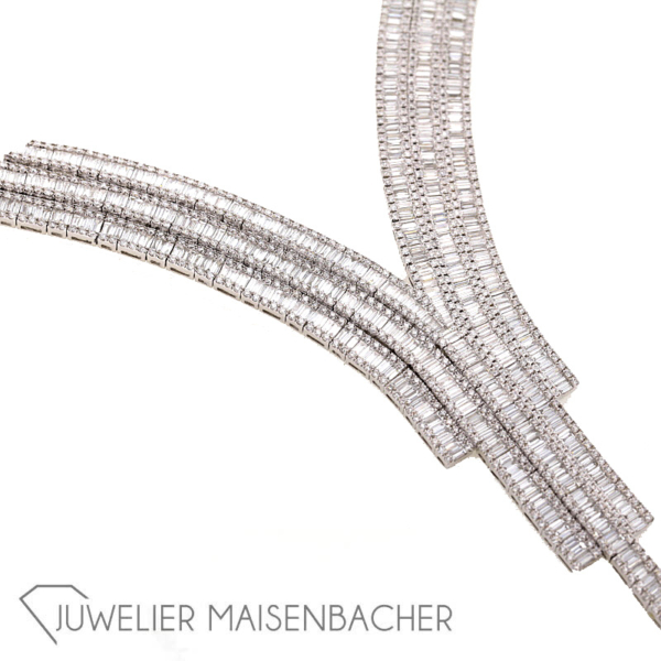 Diamanten Collier in 750/- Weißgold mit 2097 Baguette Diamanten – Bild 8