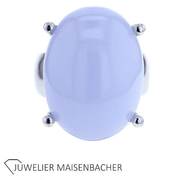 Großer Statementring/Ring mit großem Edelstein Chalcedon Gold – Bild 5