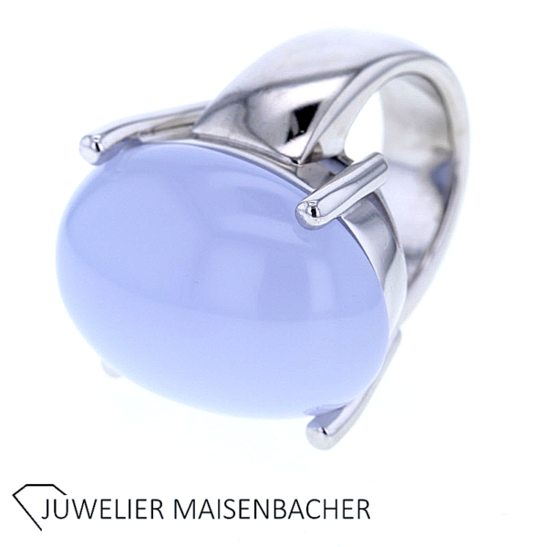 Großer Statementring/Ring mit großem Edelstein Chalcedon Gold – Bild 8