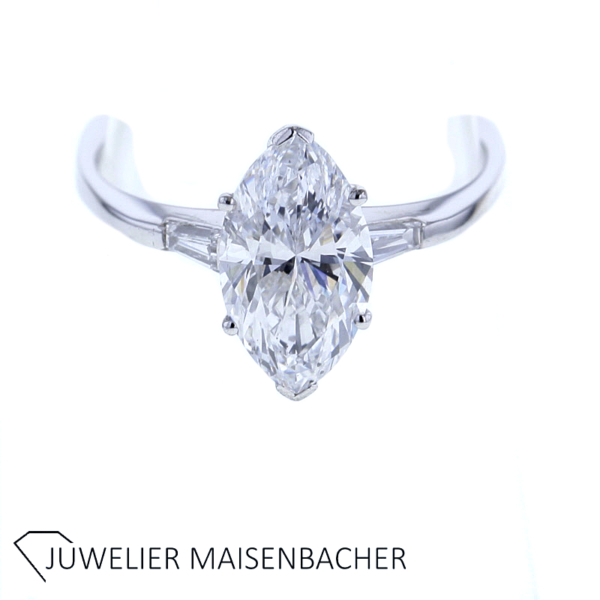 SELTENHEIT Ring mit Diamant Navette und Trapez Schliff Gold – Bild 6