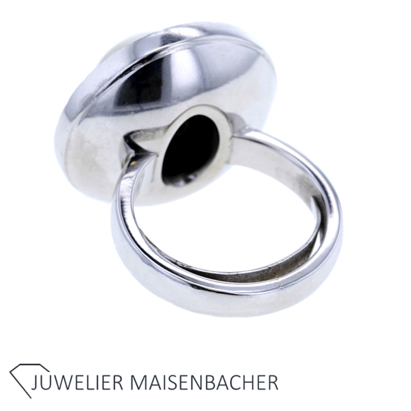 Damenring mit Mabe Perle und schwarzen Brillanten Gold – Bild 8