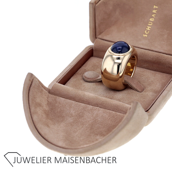 Massiver Schubart Bandring mit Saphir Gold