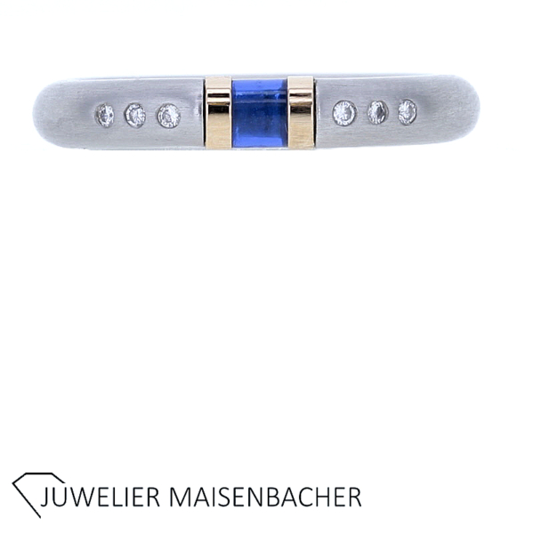 Bunz Spannring mit Brillant und synthetisch Saphir – Bild 2