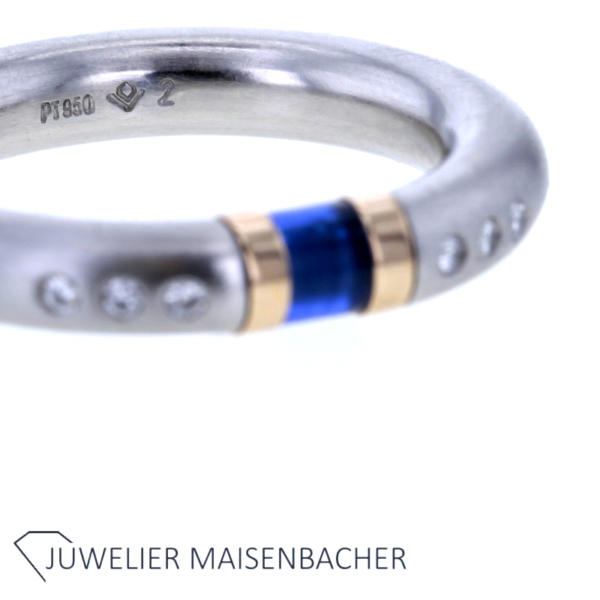 Bunz Spannring mit Brillant und synthetisch Saphir – Bild 3