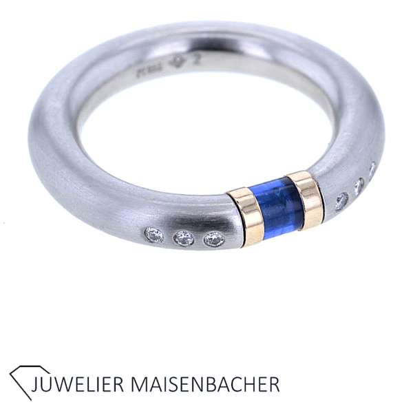 Bunz Spannring mit Brillant und synthetisch Saphir – Bild 4