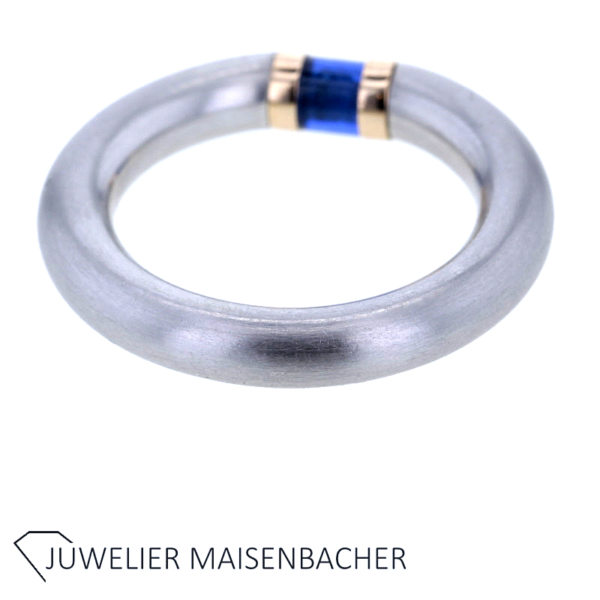 Bunz Spannring mit Brillant und synthetisch Saphir – Bild 5