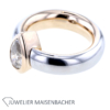 Massiver Solitaire Ring mit Tropfen Diamant Platin und Gold – Bild 3
