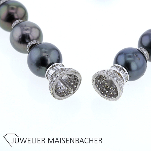 Außergewöhnliches Collier Tahiti-Perlen mit Brillant Kugelschließe *Unikat* – Bild 8