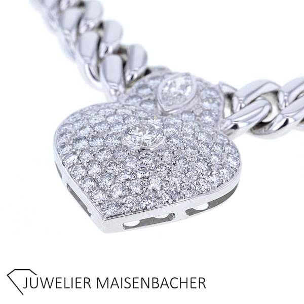 Diamant Brillant Herz Collier Gold Pavee gefasst – Bild 9