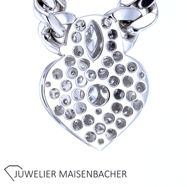 Diamant Brillant Herz Collier Gold Pavee gefasst – Bild 11