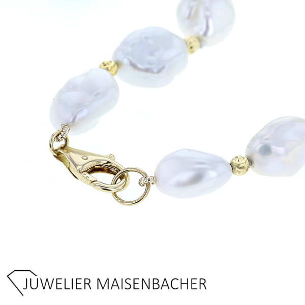 Collier mit wunderschöner Keshi-Perle und Goldzwischenteilen – Bild 6