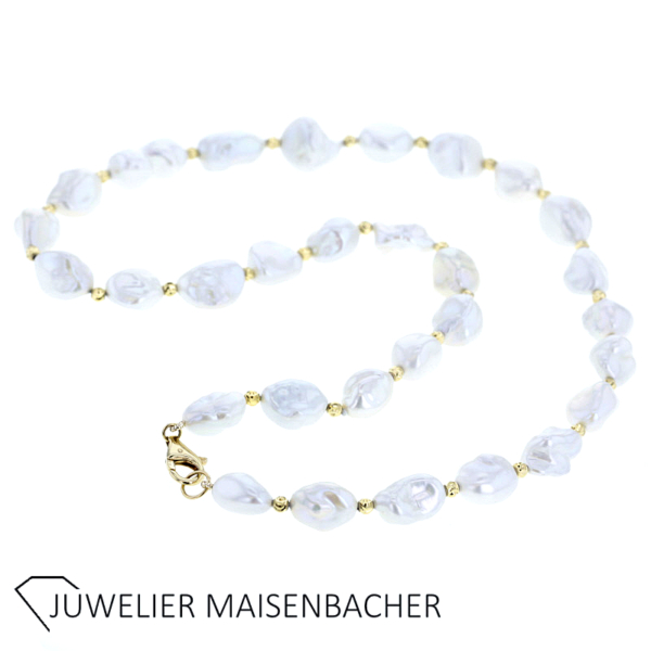 Collier mit wunderschöner Keshi-Perle und Goldzwischenteilen – Bild 7