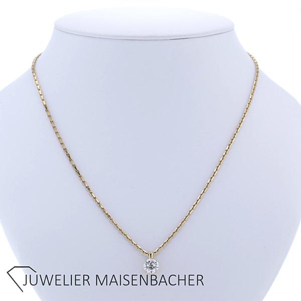 Solitäranhänger an Kette mit Brillant 2,01 ct. Gold