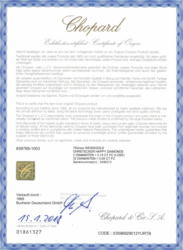 Chopard Ohrstecker/Ohrhänger Happy Diamonds Icons Gold – Bild 6