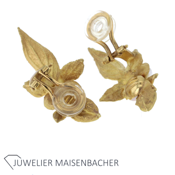 UNIKAT Ohrclips mit Akoya Zuchtperle Gold – Bild 3