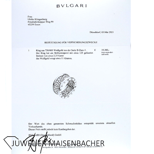 Bulgari B Zero Ring in 750/- Weißgold mit Brillant – Bild 8