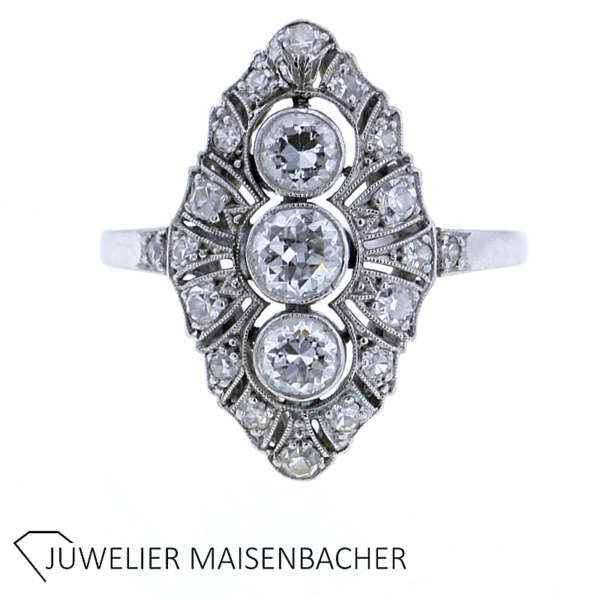 Art Deco Ring mit Diamanten Platin – Bild 4
