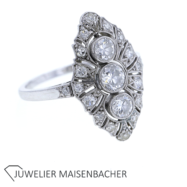 Art Deco Ring mit Diamanten Platin – Bild 6