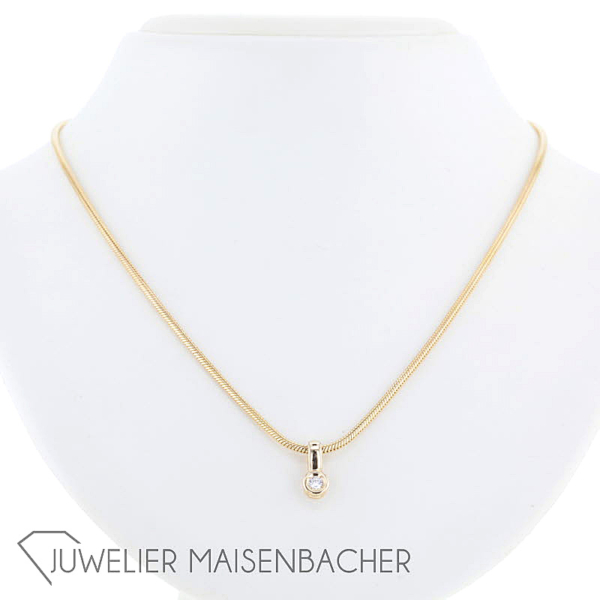 Schlangenkette mit Solitaire-Anhänger, Tragelänge 45cm – Bild 6