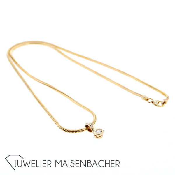 Schlangenkette mit Solitaire-Anhänger, Tragelänge 45cm – Bild 7