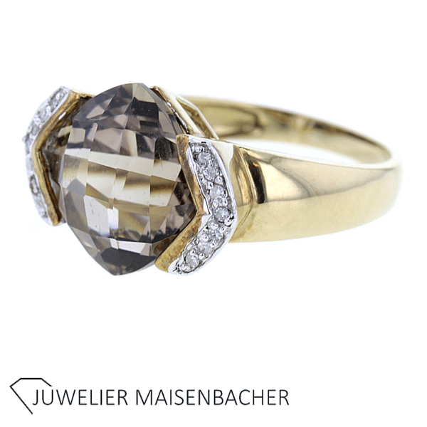 Ausgefallener Ring mit Rauchquarz und Diamant – Bild 5