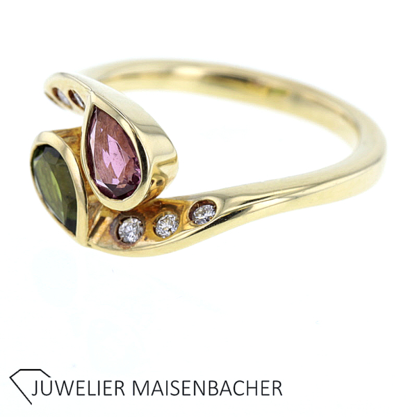 Caprise Ring mit Turmalin und Brillanten Gold – Bild 3