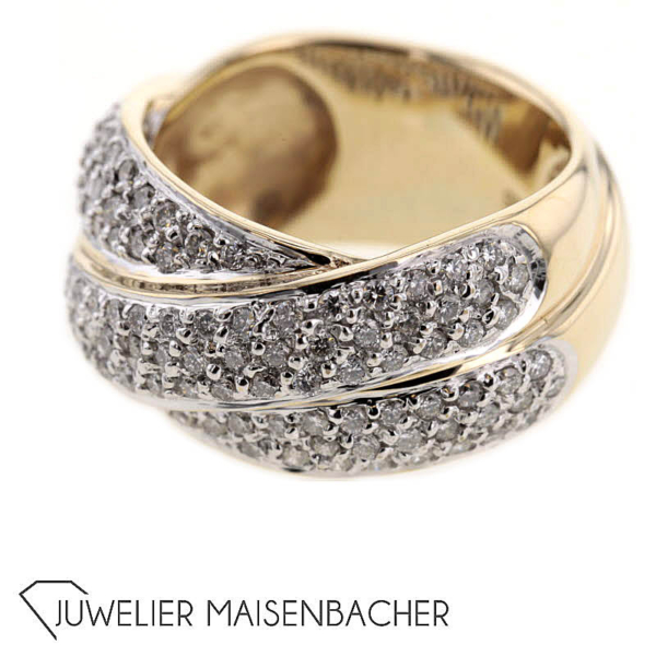 Opulenter Croisé-Ring mit Brillanten Gold – Bild 4