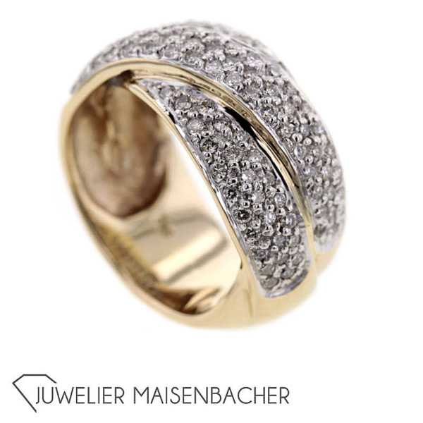 Opulenter Croisé-Ring mit Brillanten Gold – Bild 6