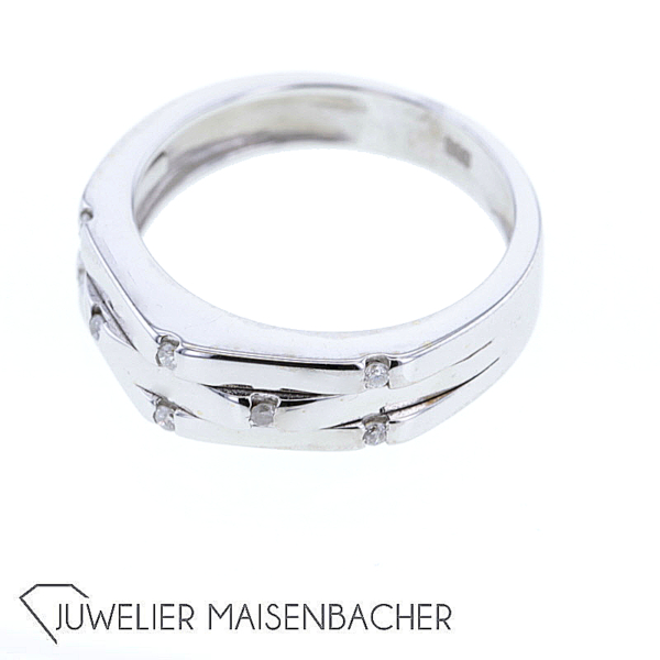 Drei-reihiger Weißgold Brillant Ring – Bild 6