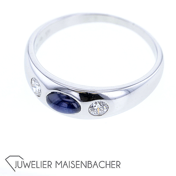 Klassischer Bandring mit Diamant-Saphirbesatz – Bild 4