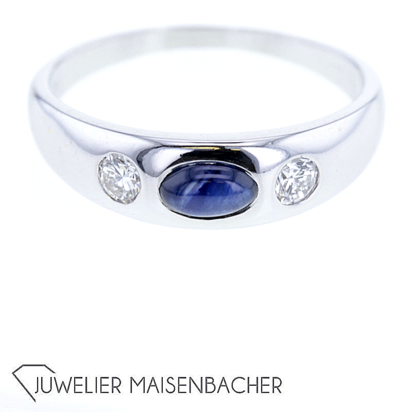 Klassischer Bandring mit Diamant-Saphirbesatz – Bild 6