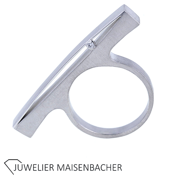Design-Ring *Brücke*mit Brillant Platin – Bild 4