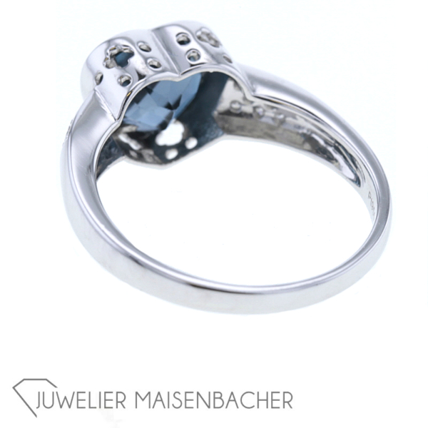 Herzförmiger Platin Farbstein Ring – Bild 6