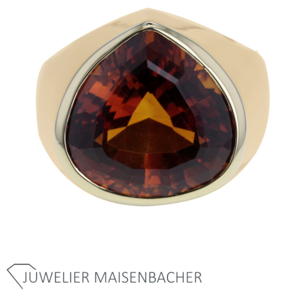 Wunderschöner massiver Ring mit Farbstein in Herzform Gold – Bild 3
