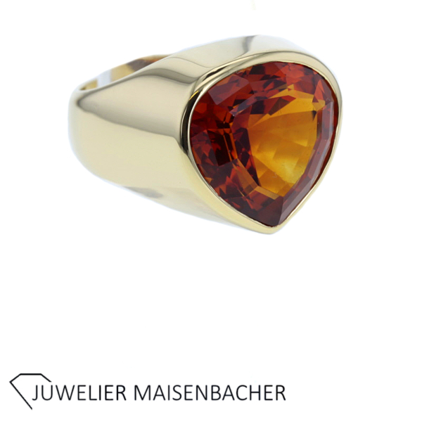 Wunderschöner massiver Ring mit Farbstein in Herzform Gold – Bild 4