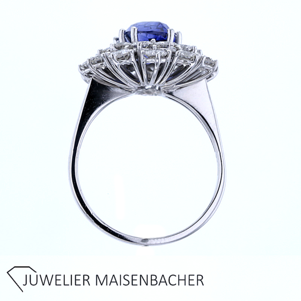 Außergewöhnlicher Ring mit großem Safir und Brillanten – Bild 6
