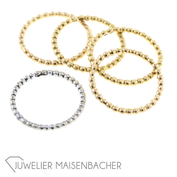 Kugel / Vorsteckringe Ringe Set 5 Stück Weiß-/Rosé-/Gelbgold – Bild 3