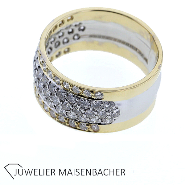 Ring mit Brillanten Pavé gefasst Weiß/-Gelbgold – Bild 5
