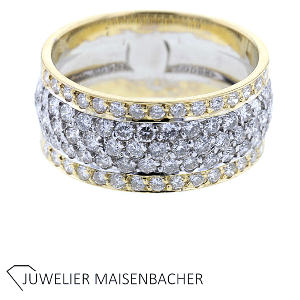 Ring mit Brillanten Pavé gefasst Weiß/-Gelbgold – Bild 6
