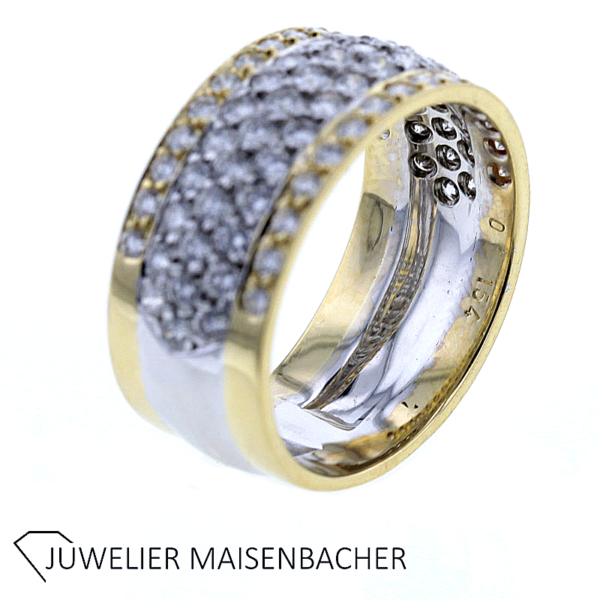 Ring mit Brillanten Pavé gefasst Weiß/-Gelbgold – Bild 7