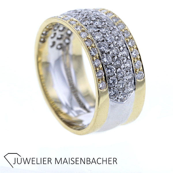 Ring mit Brillanten Pavé gefasst Weiß/-Gelbgold – Bild 8